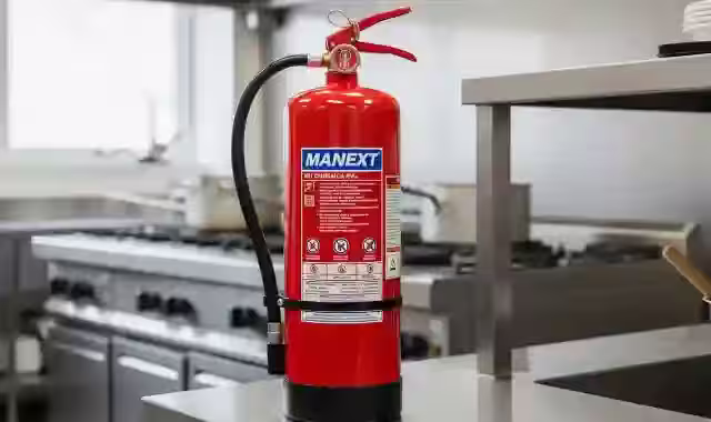 Extintor de Agente Húmedo Tipo K obligatorio para cocinas comerciales - combate aceites y grasas NOM-002-STPS